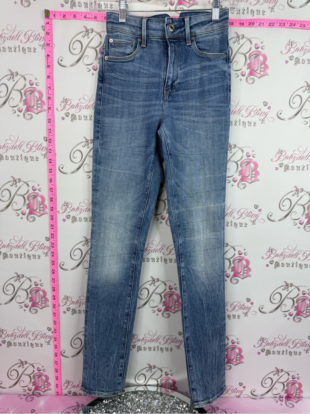 G-Star ultra high super Skinny Jeans in Faded Blue Wash 3301